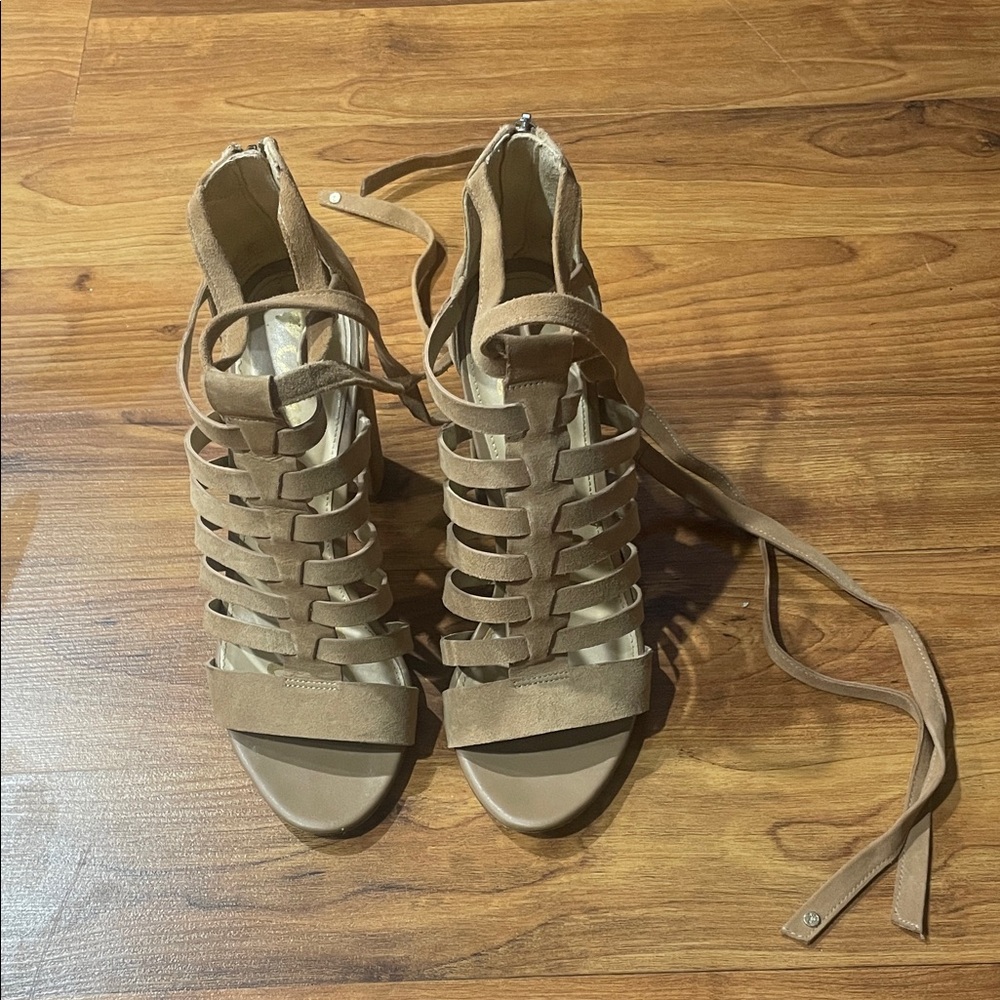 Sam Edelman Lace-Up suede Strappy High Heel Sandals - dark Tan